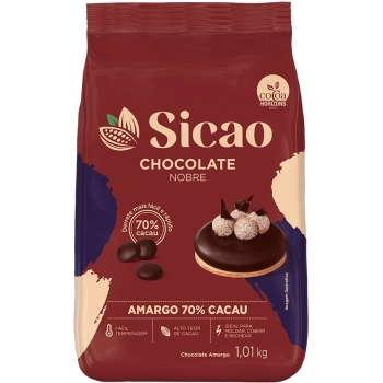 CHOCOLATE NOBRE AMARGO 70% GOTAS SICAO PACOTE CX12X1,01KG