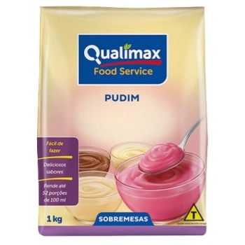PUDIM DE MORANGO C/ LEITE QUALIMAX (CX 10X PCT 1KG)