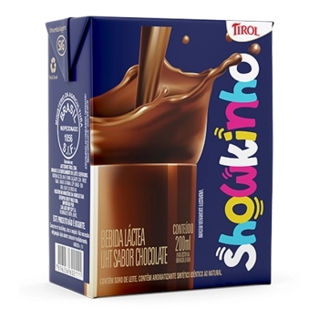 BEBIDA LACTEA UHT SABOR CHOCOLATE SHOWKINHO TIROL CX27X200ML