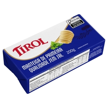 MANTEIGA TABLETE SEM SAL TIROL CX12X200GR